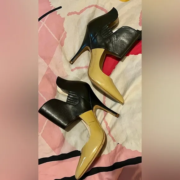 Jean-Michel Cazabat Gold and Black Two Toned Heels