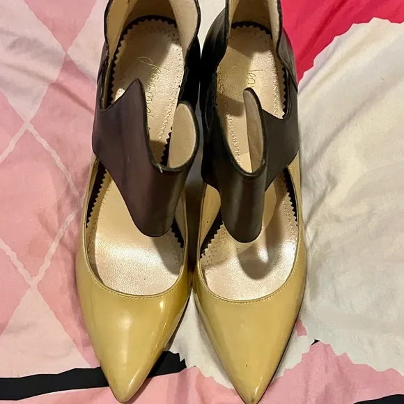 Jean-Michel Cazabat Gold and Black Two Toned Heels