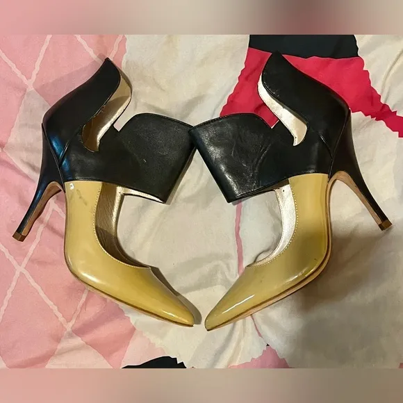 Jean-Michel Cazabat Gold and Black Two Toned Heels