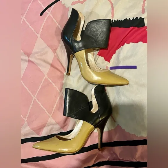 Jean-Michel Cazabat Gold and Black Two Toned Heels