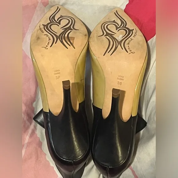 Jean-Michel Cazabat Gold and Black Two Toned Heels