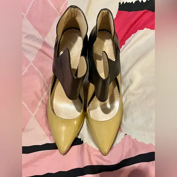 Jean-Michel Cazabat Gold and Black Two Toned Heels