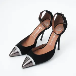 JEFFREY CAMPBELL Black Matte Suede Leather Pointed Toe Stiletto Heels Size-8