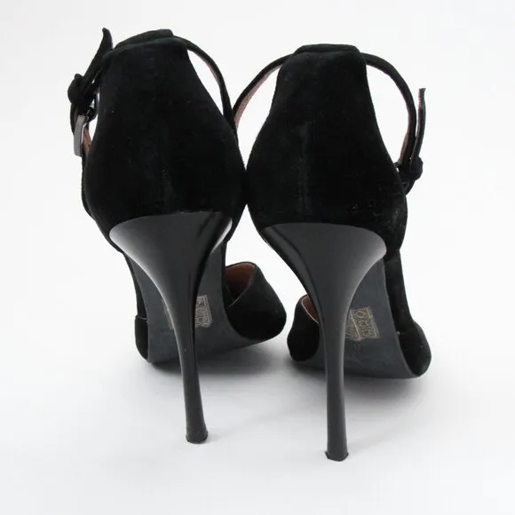 JEFFREY CAMPBELL Black Matte Suede Leather Pointed Toe Stiletto Heels Size-8