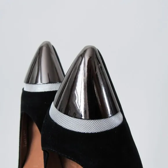 JEFFREY CAMPBELL Black Matte Suede Leather Pointed Toe Stiletto Heels Size-8
