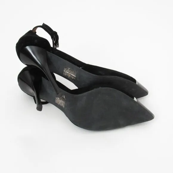 JEFFREY CAMPBELL Black Matte Suede Leather Pointed Toe Stiletto Heels Size-8