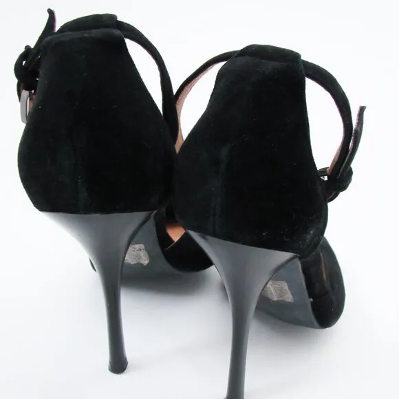 JEFFREY CAMPBELL Black Matte Suede Leather Pointed Toe Stiletto Heels Size-8