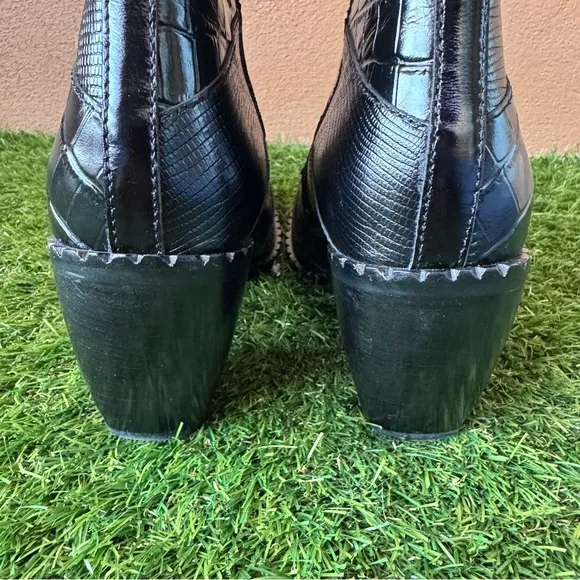 Jeffrey Campbell Caballeros Western Heeled Cowboy Boots Calf Hair Black Size 8