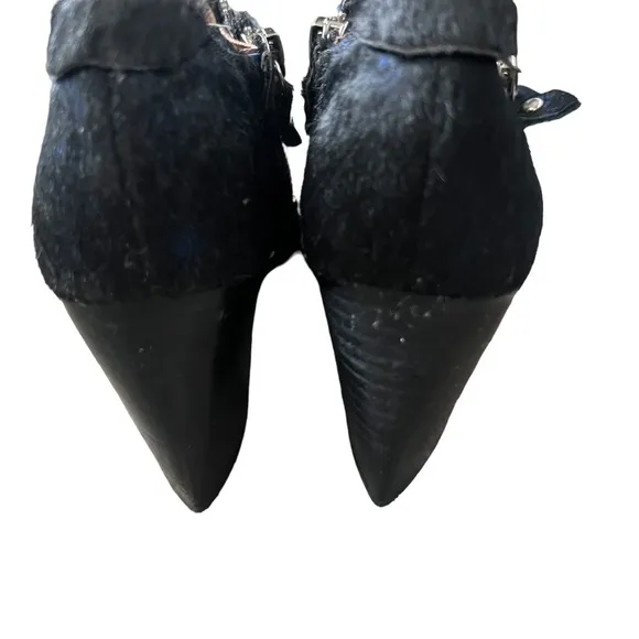 Jeffrey Campbell Handmade Ibiza Last Cow Fur Zipper Black Ankle Boots Size 7