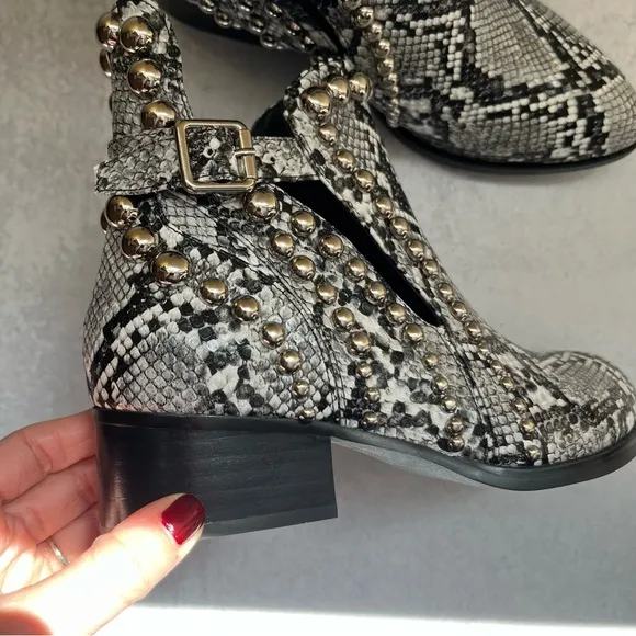 Jeffrey Campbell Snakeskin Stud Ankle Boots 6
