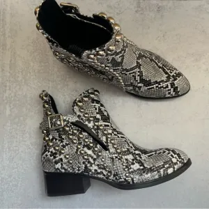 Jeffrey Campbell Snakeskin Stud Ankle Boots 6