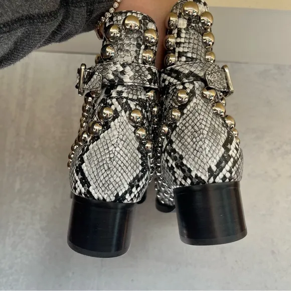 Jeffrey Campbell Snakeskin Stud Ankle Boots 6