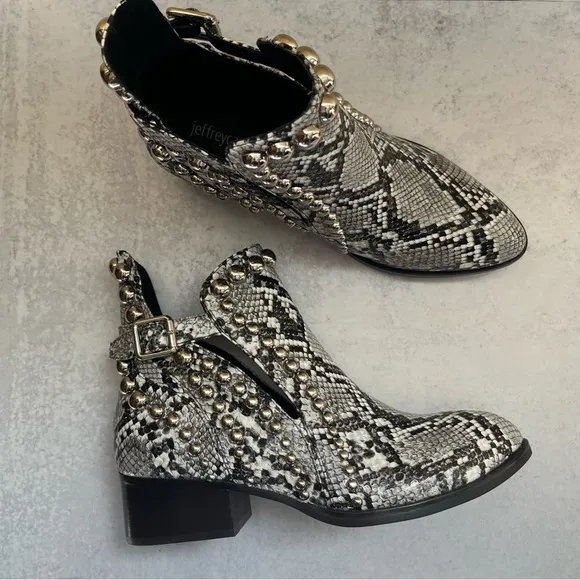 Jeffrey Campbell Snakeskin Stud Ankle Boots 6