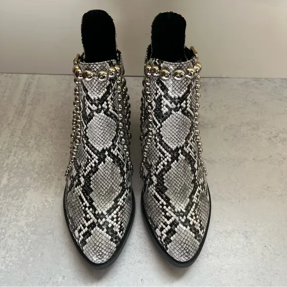 Jeffrey Campbell Snakeskin Stud Ankle Boots 6
