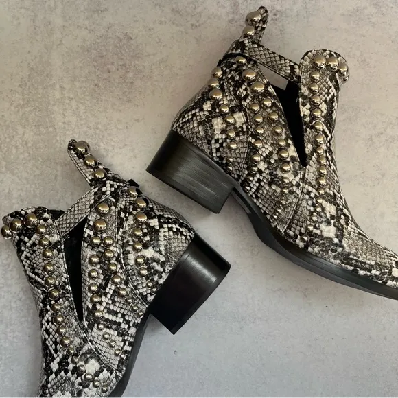 Jeffrey Campbell Snakeskin Stud Ankle Boots 6