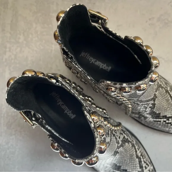 Jeffrey Campbell Snakeskin Stud Ankle Boots 6