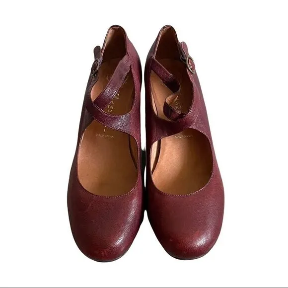 JEFFREY CAMPBELL Leather Mary Jane Shoes Heel Burgundy 40 EU