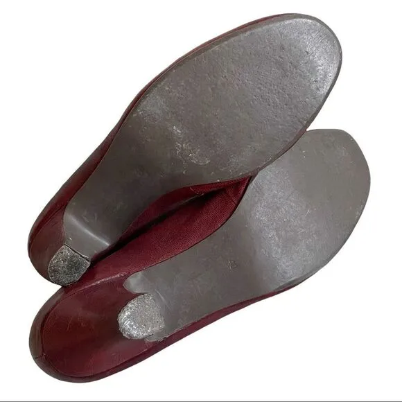 JEFFREY CAMPBELL Leather Mary Jane Shoes Heel Burgundy 40 EU