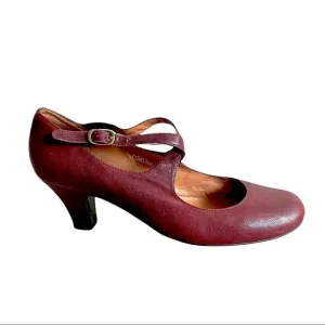 JEFFREY CAMPBELL Leather Mary Jane Shoes Heel Burgundy 40 EU