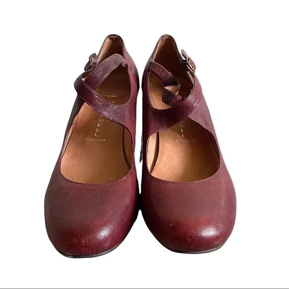 JEFFREY CAMPBELL Leather Mary Jane Shoes Heel Burgundy 40 EU