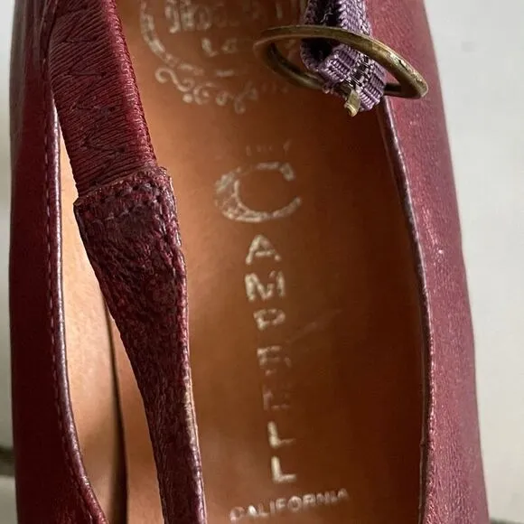 JEFFREY CAMPBELL Leather Mary Jane Shoes Heel Burgundy 40 EU