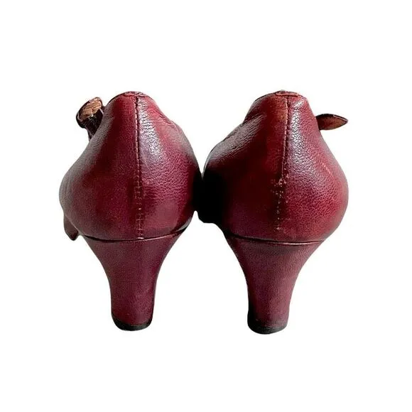 JEFFREY CAMPBELL Leather Mary Jane Shoes Heel Burgundy 40 EU