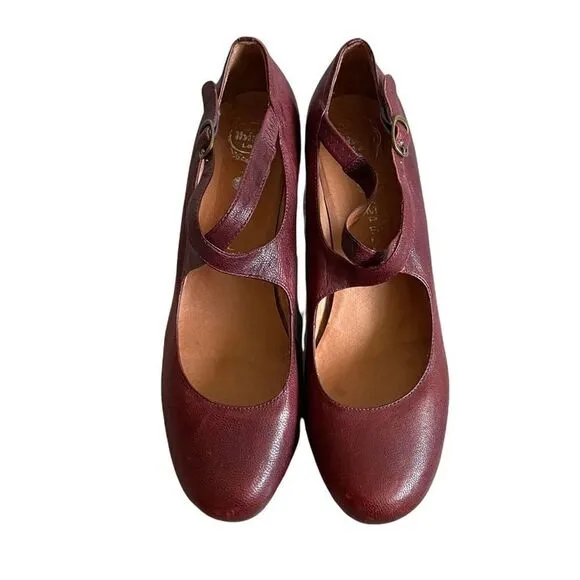 JEFFREY CAMPBELL Leather Mary Jane Shoes Heel Burgundy 40 EU