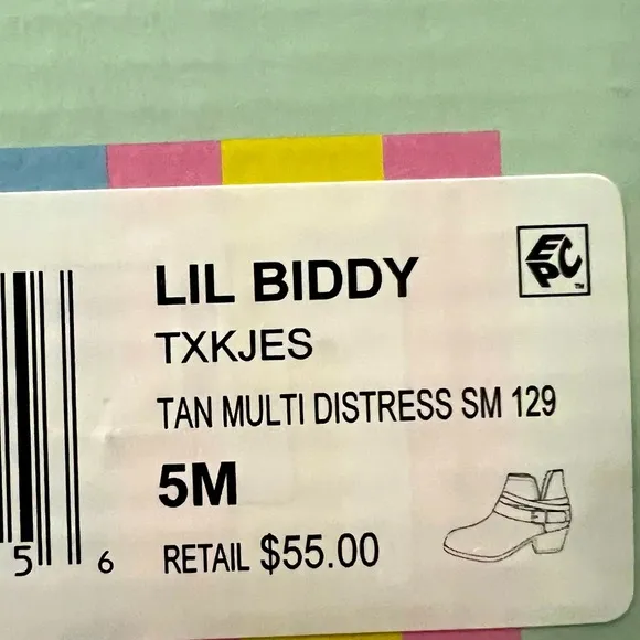 Jellypop Lil Biddy Ankle Boots Tan Multi Distress Size 5M New in Box