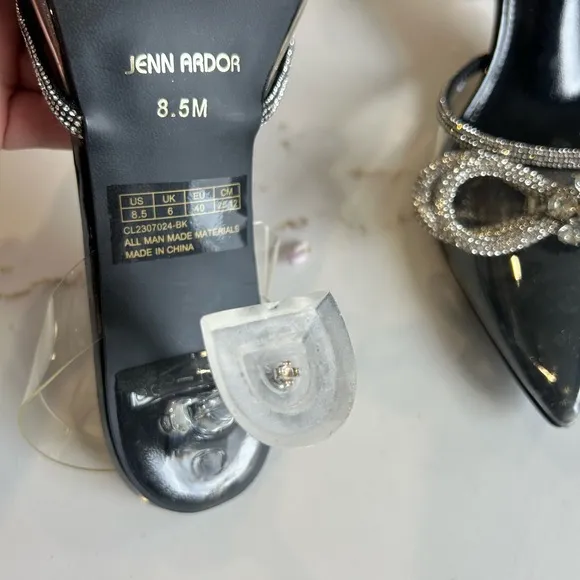 Jenn Ardor Women's Black and Silver bow Heels size 8.5