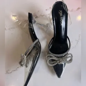 Jenn Ardor Women's Black and Silver bow Heels size 8.5