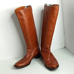 Jenrigo Tall Leather Boots made in Italy - Cognac- size 38.5