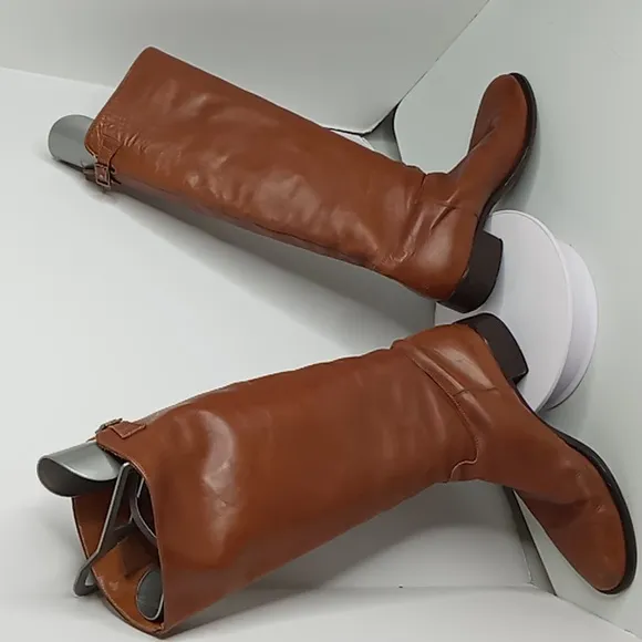 Jenrigo Tall Leather Boots made in Italy - Cognac- size 38.5