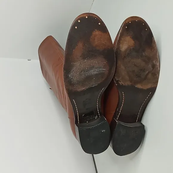 Jenrigo Tall Leather Boots made in Italy - Cognac- size 38.5