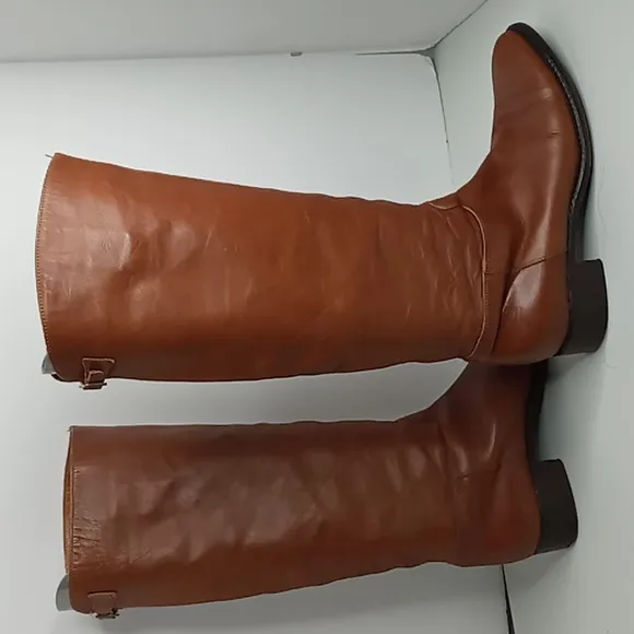 Jenrigo Tall Leather Boots made in Italy - Cognac- size 38.5