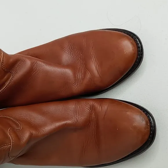Jenrigo Tall Leather Boots made in Italy - Cognac- size 38.5
