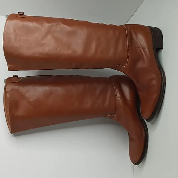 Jenrigo Tall Leather Boots made in Italy - Cognac- size 38.5