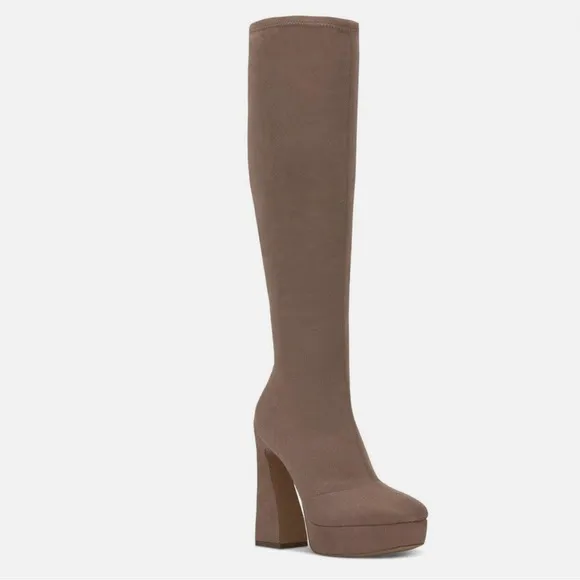 JESSICA SIMPSON DANIYAH MICROSUEDE KNEE HIGH PLATFORM BOOTS IN PORCINI **NWT**