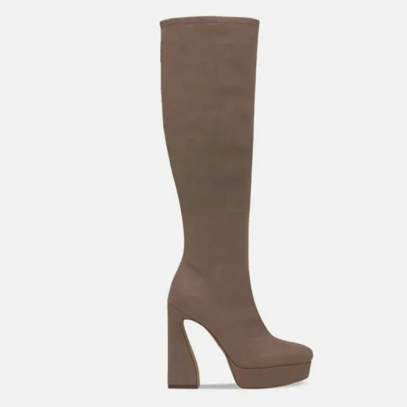 JESSICA SIMPSON DANIYAH MICROSUEDE KNEE HIGH PLATFORM BOOTS IN PORCINI **NWT**