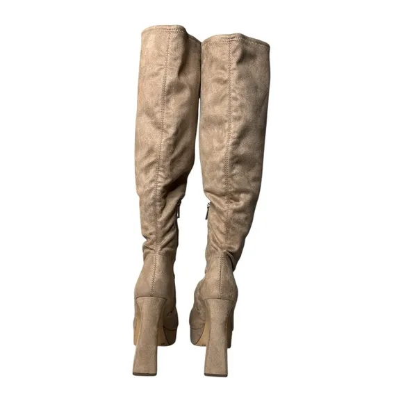 JESSICA SIMPSON DANIYAH MICROSUEDE KNEE HIGH PLATFORM BOOTS IN PORCINI **NWT**