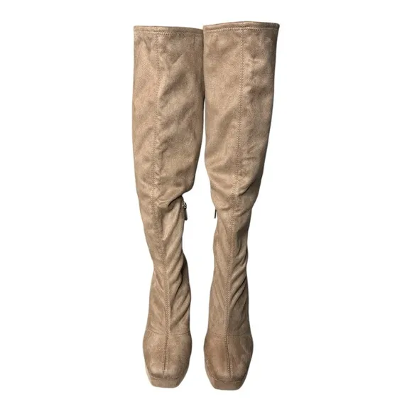 JESSICA SIMPSON DANIYAH MICROSUEDE KNEE HIGH PLATFORM BOOTS IN PORCINI **NWT**