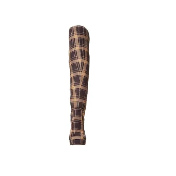 Jessica Simpson Women’s Kiah Over The Knee Boots Tan Plaid Size 10