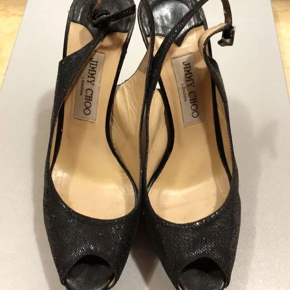 Jimmy Choo Black Iridescent Stilettos