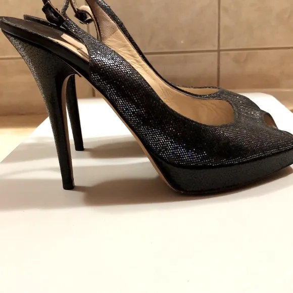 Jimmy Choo Black Iridescent Stilettos