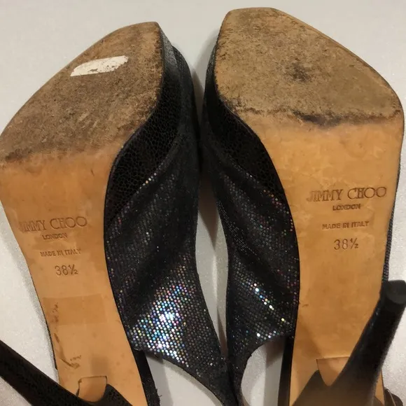 Jimmy Choo Black Iridescent Stilettos