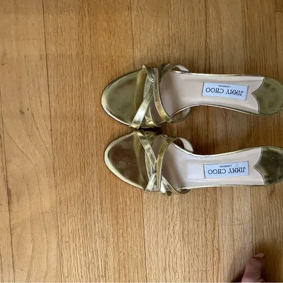 Jimmy Choo Gold Heels with Elegant Straps