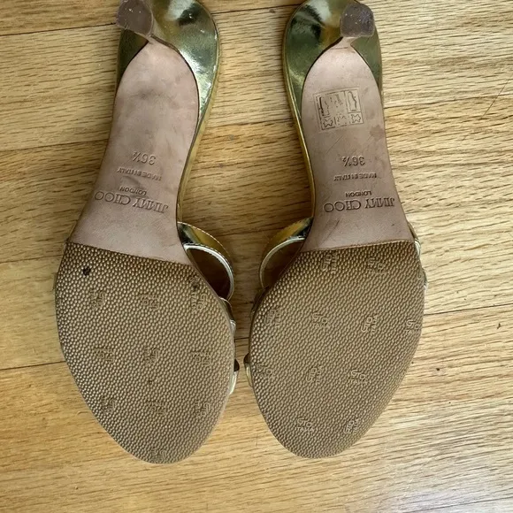 Jimmy Choo Gold Heels with Elegant Straps