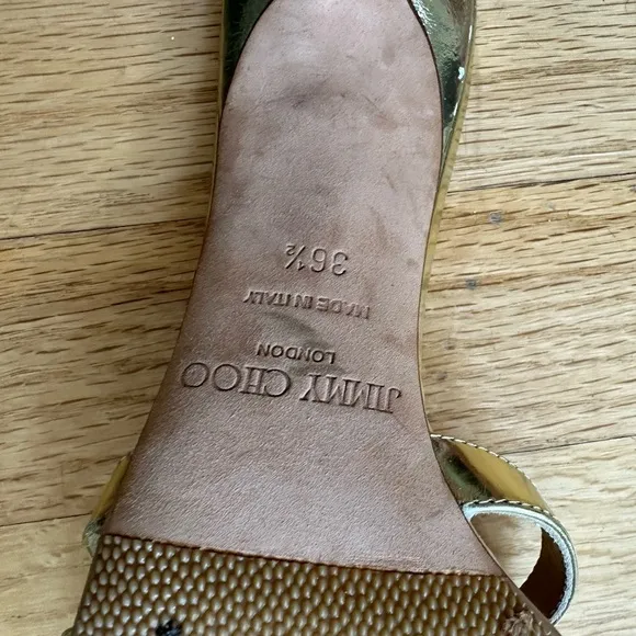 Jimmy Choo Gold Heels with Elegant Straps