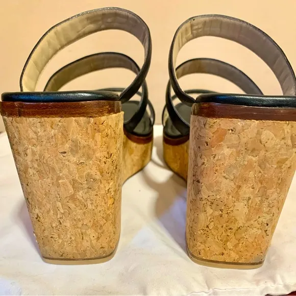 Jimmy Choo leather strap, cork heel Sandals