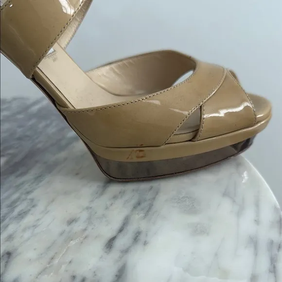 Jimmy Choo Tan Patent Leather Heels