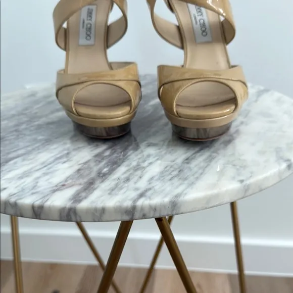 Jimmy Choo Tan Patent Leather Heels